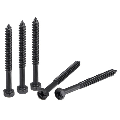 Harfington Uxcell Hex Lag Screws 1/4" x 2-3/4" Carbon Steel Half Thread Self-Tapping 25pcs