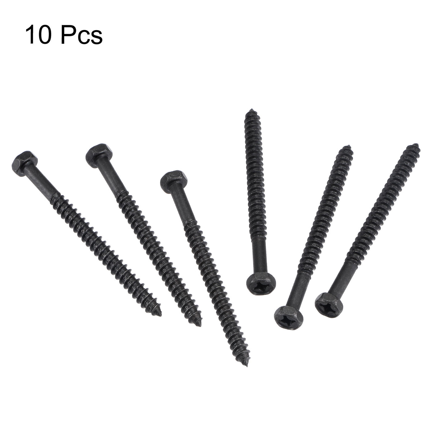 uxcell Uxcell Hex Lag Screws 1/4" x 3-1/4" Carbon Steel Half Thread Self-Tapping 10pcs