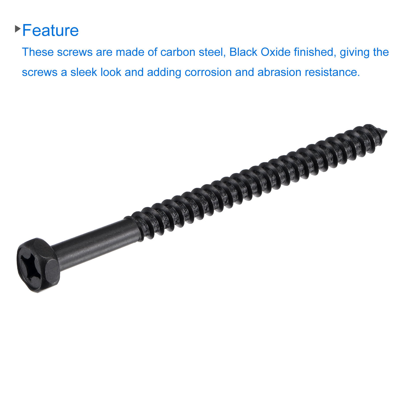 uxcell Uxcell Hex Lag Screws 1/4" x 3-1/4" Carbon Steel Half Thread Self-Tapping 10pcs