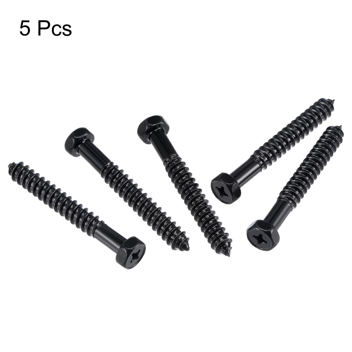 uxcell Uxcell Hex Lag Screws 5/16" x 2-1/2" Carbon Steel Half Thread Self-Tapping 5pcs