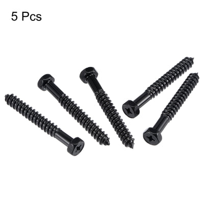 Harfington Uxcell Hex Lag Screws 5/16" x 2-1/2" Carbon Steel Half Thread Self-Tapping 5pcs