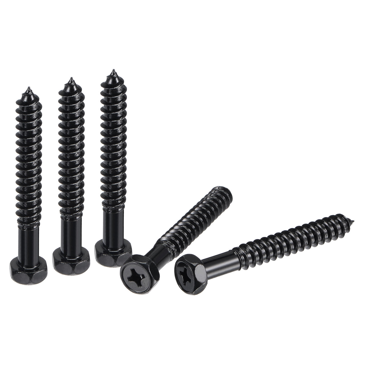 uxcell Uxcell Hex Lag Screws 5/16" x 2-1/2" Carbon Steel Half Thread Self-Tapping 5pcs