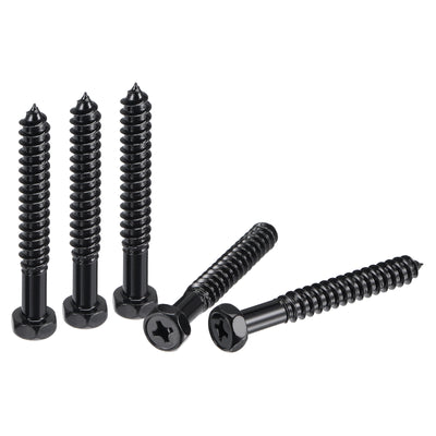 Harfington Uxcell Hex Lag Screws 5/16" x 2-1/2" Carbon Steel Half Thread Self-Tapping 5pcs