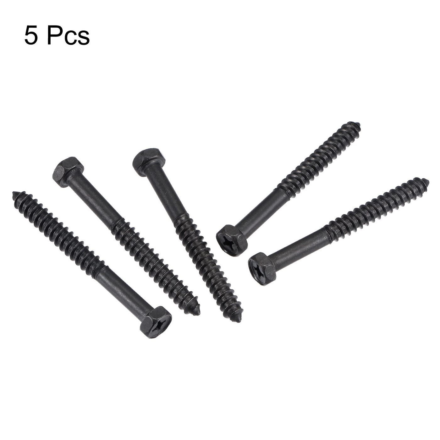 uxcell Uxcell Hex Lag Screws 5/16" x 3" Carbon Steel Half Thread Self-Tapping 5pcs