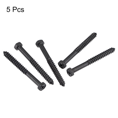 Harfington Uxcell Hex Lag Screws 5/16" x 3" Carbon Steel Half Thread Self-Tapping 5pcs