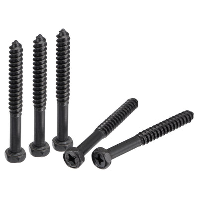 Harfington Uxcell Hex Lag Screws 5/16" x 3" Carbon Steel Half Thread Self-Tapping 5pcs