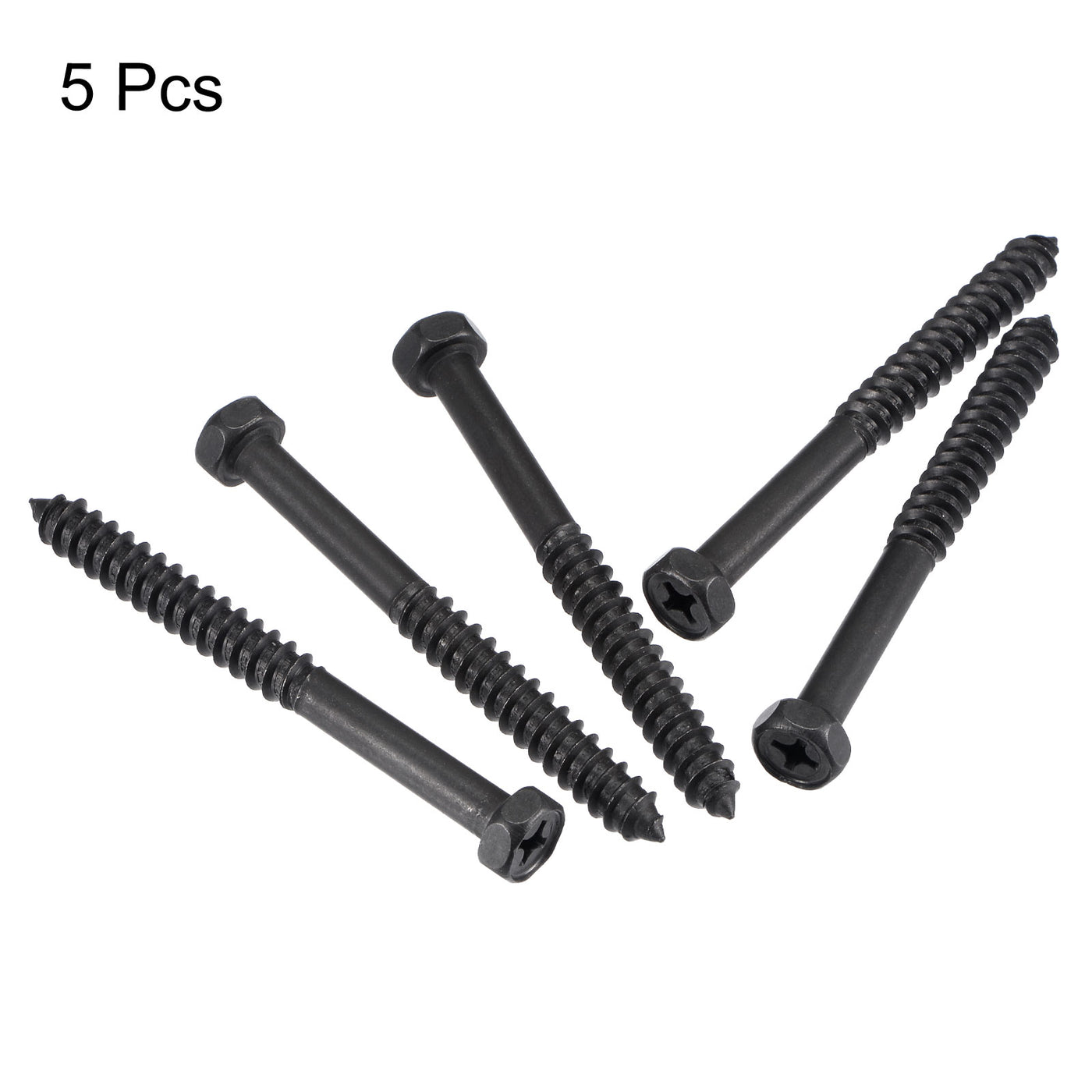 uxcell Uxcell Hex Lag Screws 5/16" x 3-1/4" Carbon Steel Half Thread Self-Tapping 5pcs