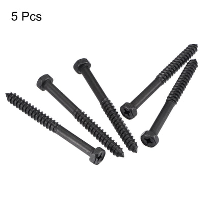 Harfington Uxcell Hex Lag Screws 5/16" x 3-1/4" Carbon Steel Half Thread Self-Tapping 5pcs