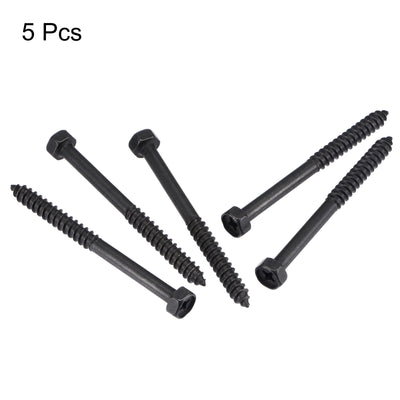 Harfington Uxcell Hex Lag Screws 5/16" x 3-1/2" Carbon Steel Half Thread Self-Tapping 5pcs