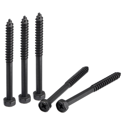 Harfington Uxcell Hex Lag Screws 5/16" x 3-1/2" Carbon Steel Half Thread Self-Tapping 5pcs