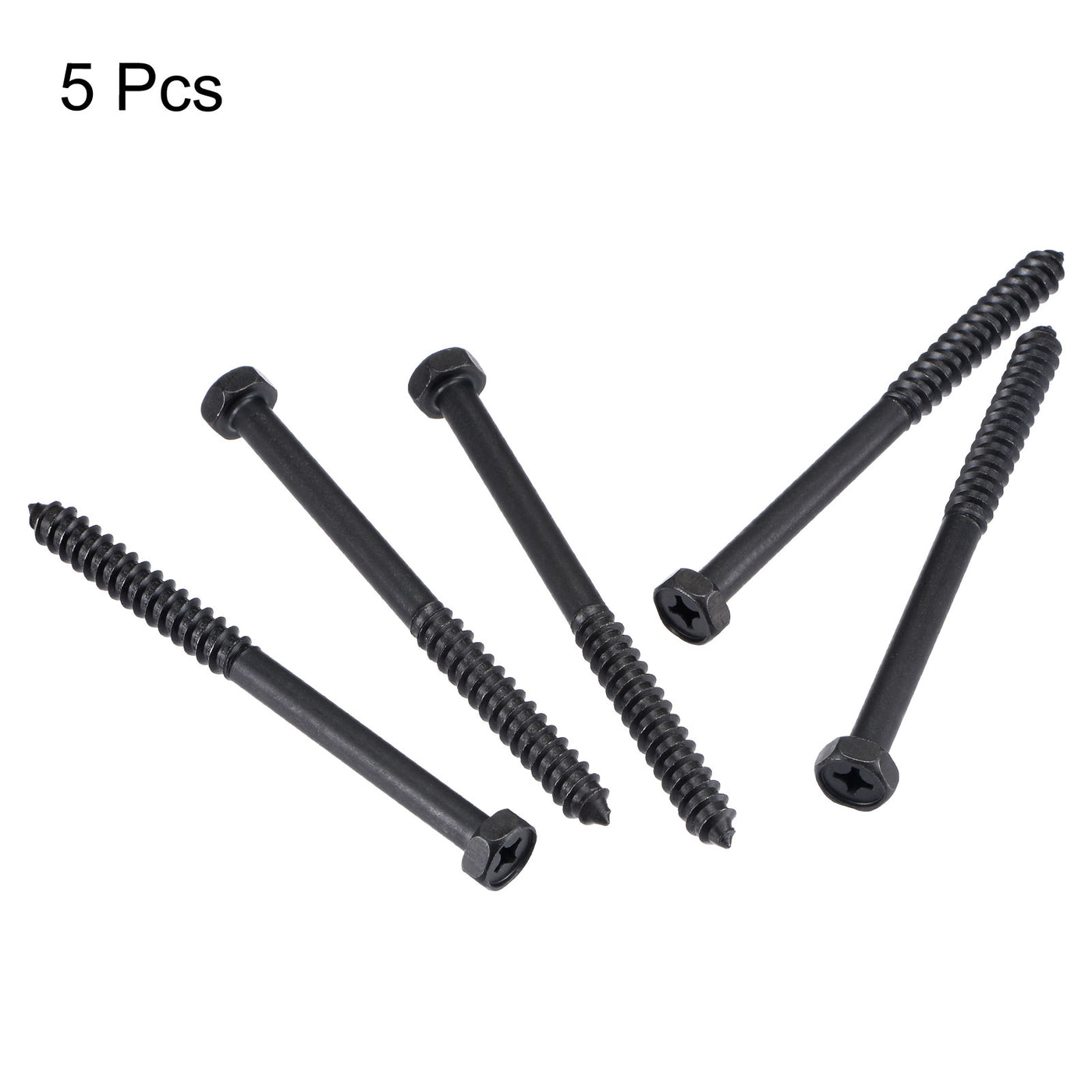 uxcell Uxcell Hex Lag Screws 5/16" x 4" Carbon Steel Half Thread Self-Tapping 5pcs