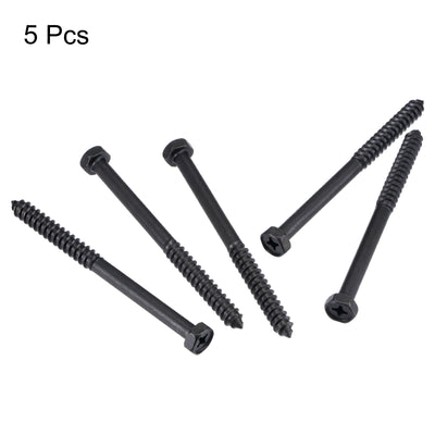 Harfington Uxcell Hex Lag Screws 5/16" x 4" Carbon Steel Half Thread Self-Tapping 5pcs