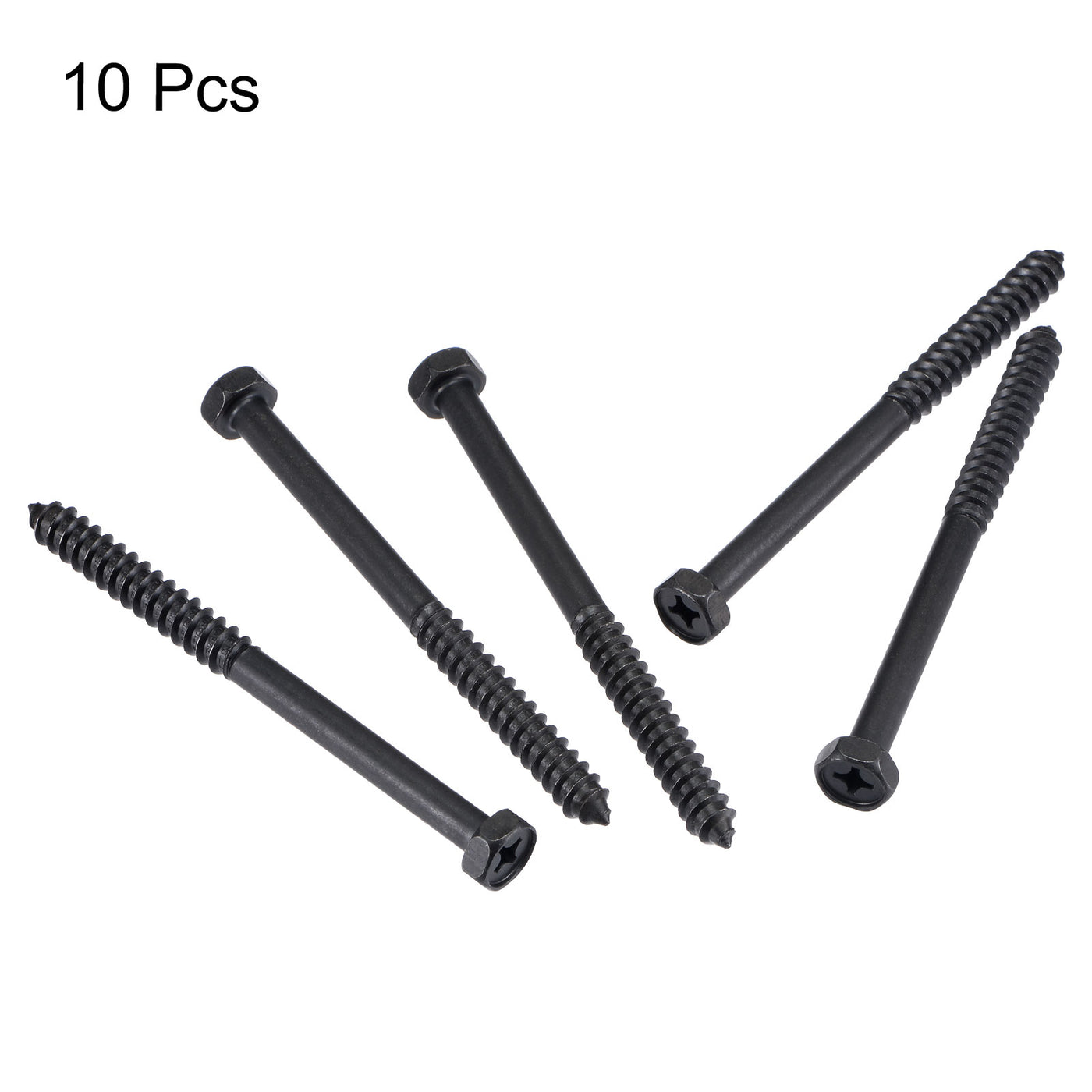 uxcell Uxcell Hex Lag Screws 5/16" x 4" Carbon Steel Half Thread Self-Tapping 10pcs