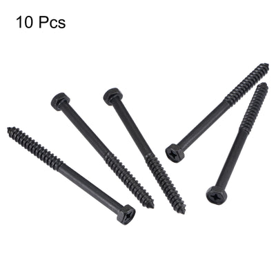 Harfington Uxcell Hex Lag Screws 5/16" x 4" Carbon Steel Half Thread Self-Tapping 10pcs