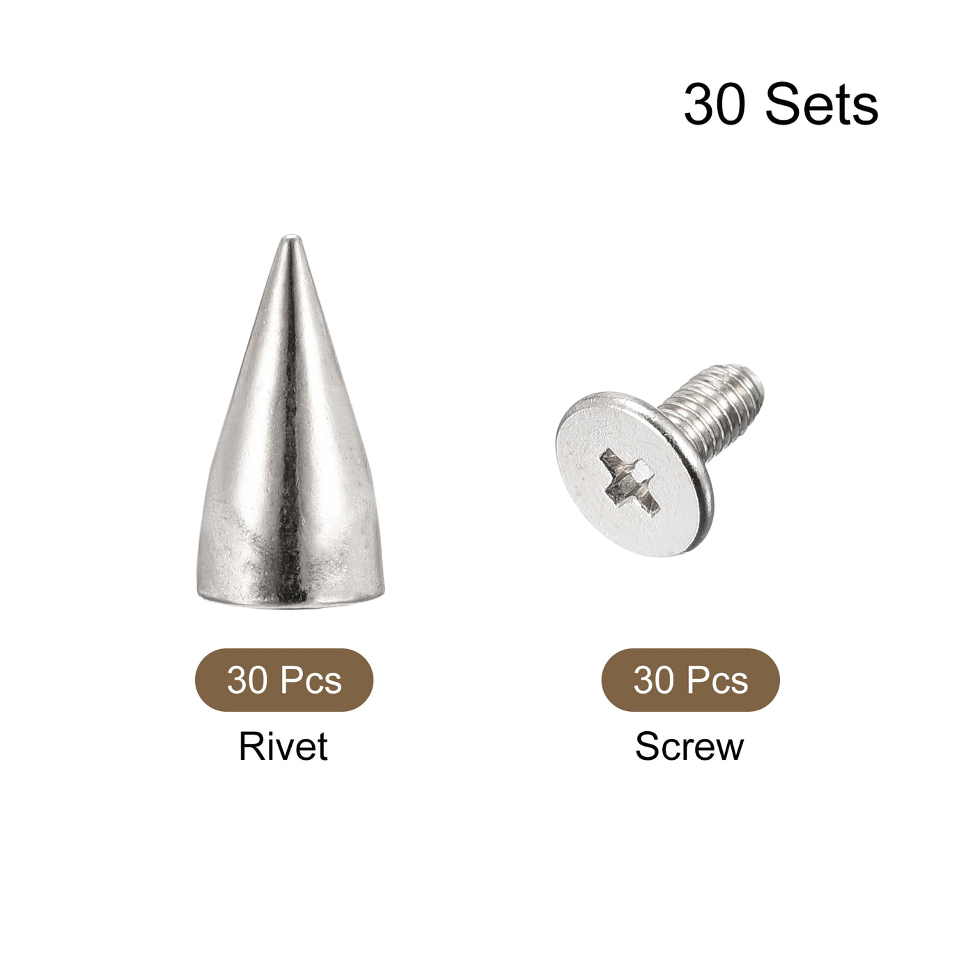 Uxcell Uxcell 7x13.5mm Screw Back Stud Rivets Spikes Zinc Alloy for DIY Gold Tone 30 Sets