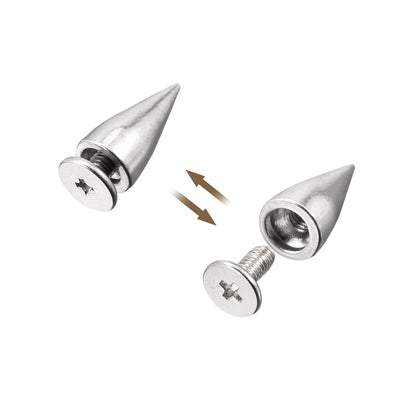 Harfington Uxcell 7x13.5mm Screw Back Stud Rivets Spikes Zinc Alloy for DIY Gold Tone 30 Sets