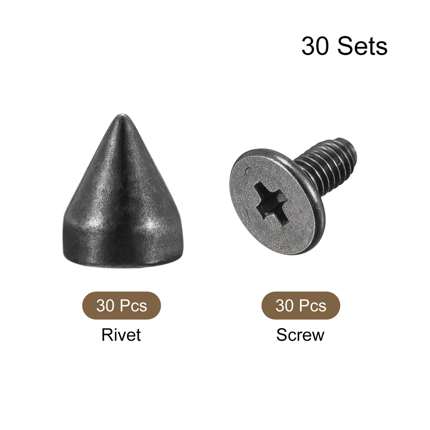 Uxcell Uxcell 7x8.5mm Screw Back Stud Rivets Spikes Zinc Alloy for DIY Silver Tone 30 Sets