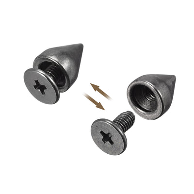 Harfington Uxcell 7x8.5mm Screw Back Stud Rivets Spikes Zinc Alloy for DIY Silver Tone 30 Sets