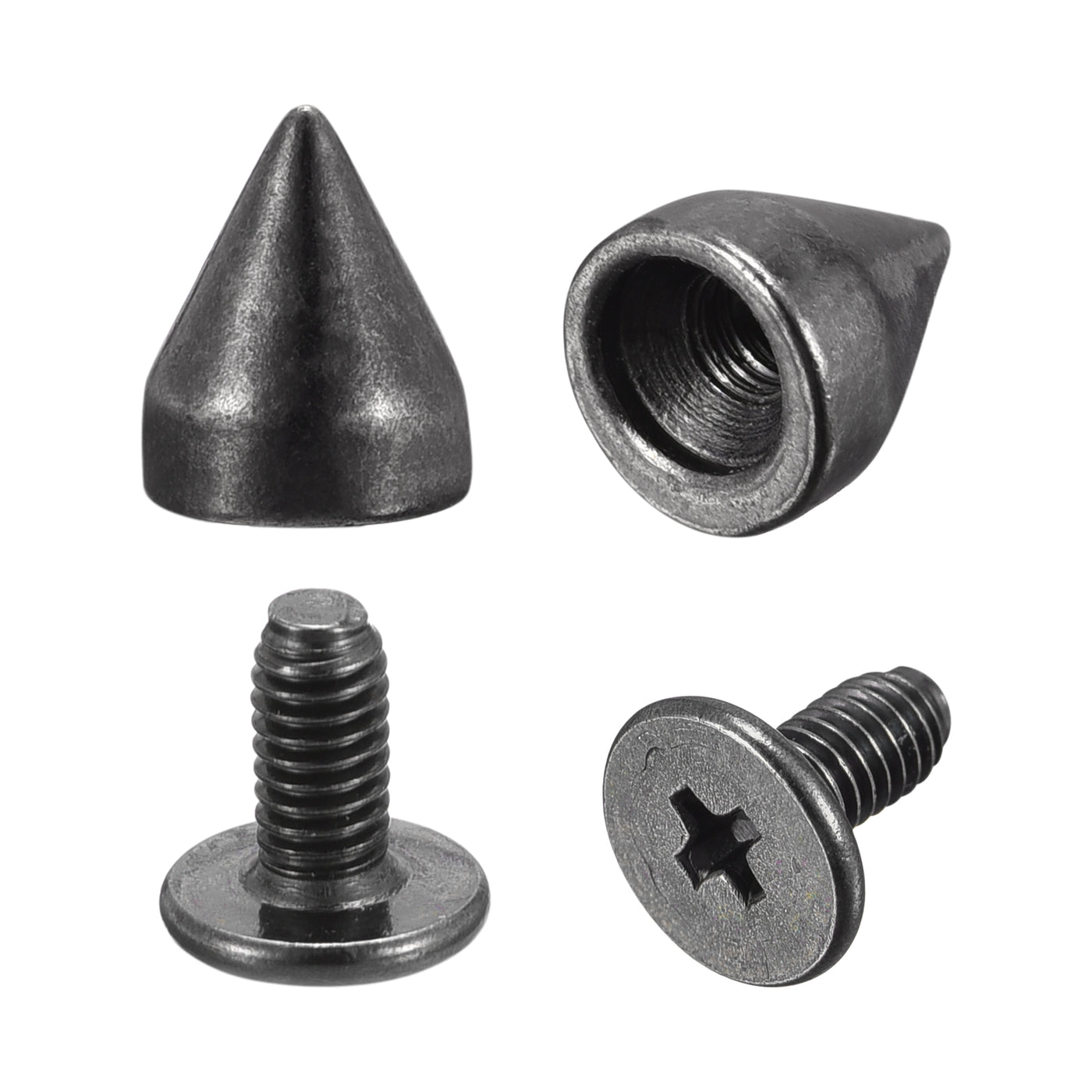 Uxcell Uxcell 7x8.5mm Screw Back Stud Rivets Spikes Zinc Alloy for DIY Silver Tone 30 Sets