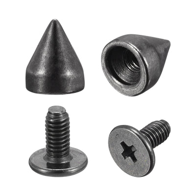 Harfington Uxcell 7x8.5mm Screw Back Stud Rivets Spikes Zinc Alloy for DIY Silver Tone 30 Sets