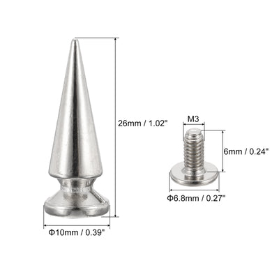 Harfington Uxcell 50 Sets Schraubbolzen Nieten Spitzen Zinklegierung für DIY Silber Ton 10x26mm