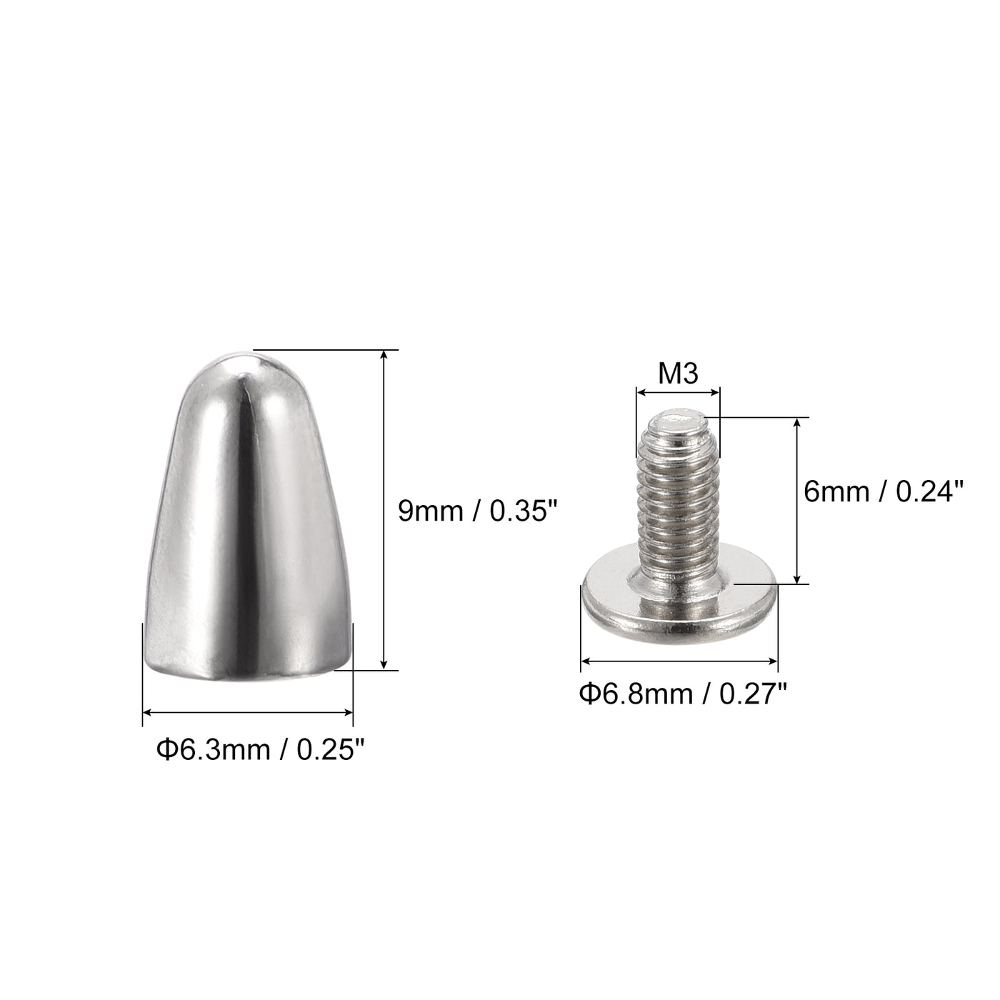 uxcell Uxcell 30 Sets Schraubbolzen Nieten Spitzen Zinklegierung für DIY Silber Ton 6,3x9mm