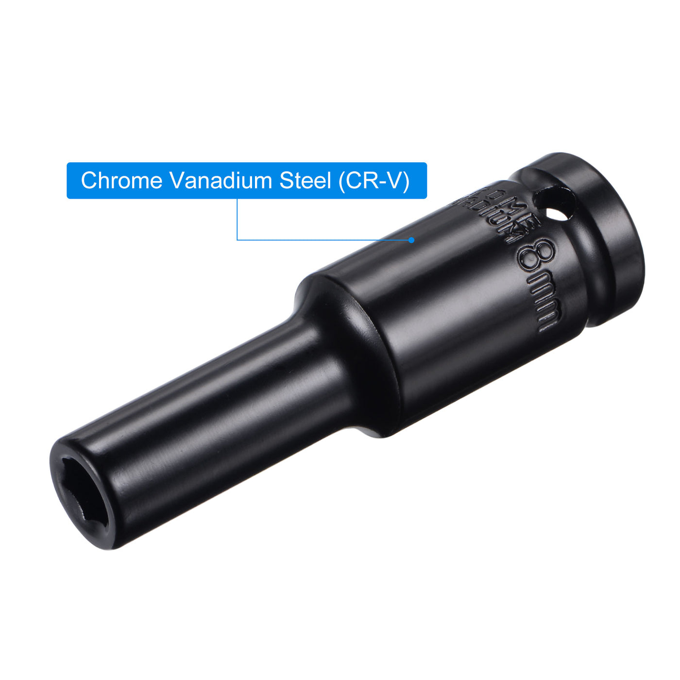 uxcell Uxcell Square Drive by Deep Impact Socket, CR-V, 6-Point Metric