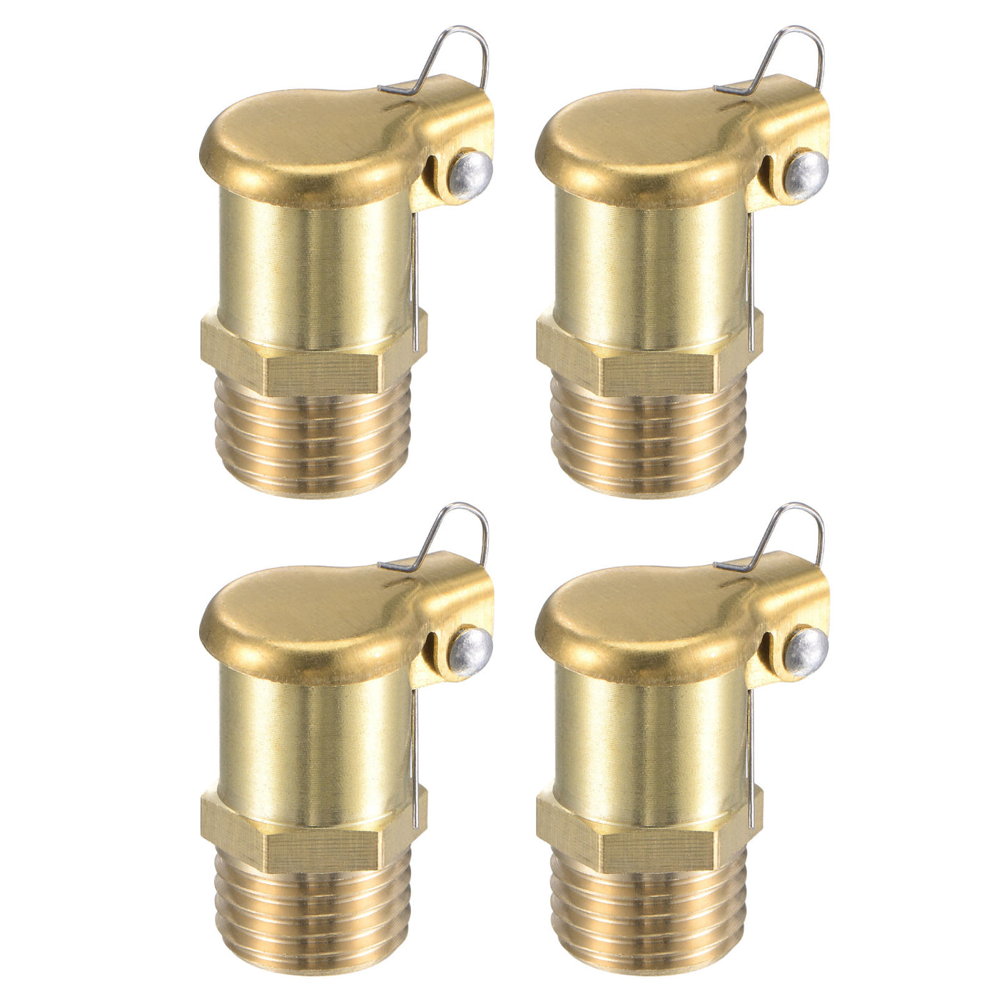 uxcell Uxcell Spring Grease Oil Cup Cap M12x1.25 Male Thread Copper Machine Parts 4Pcs