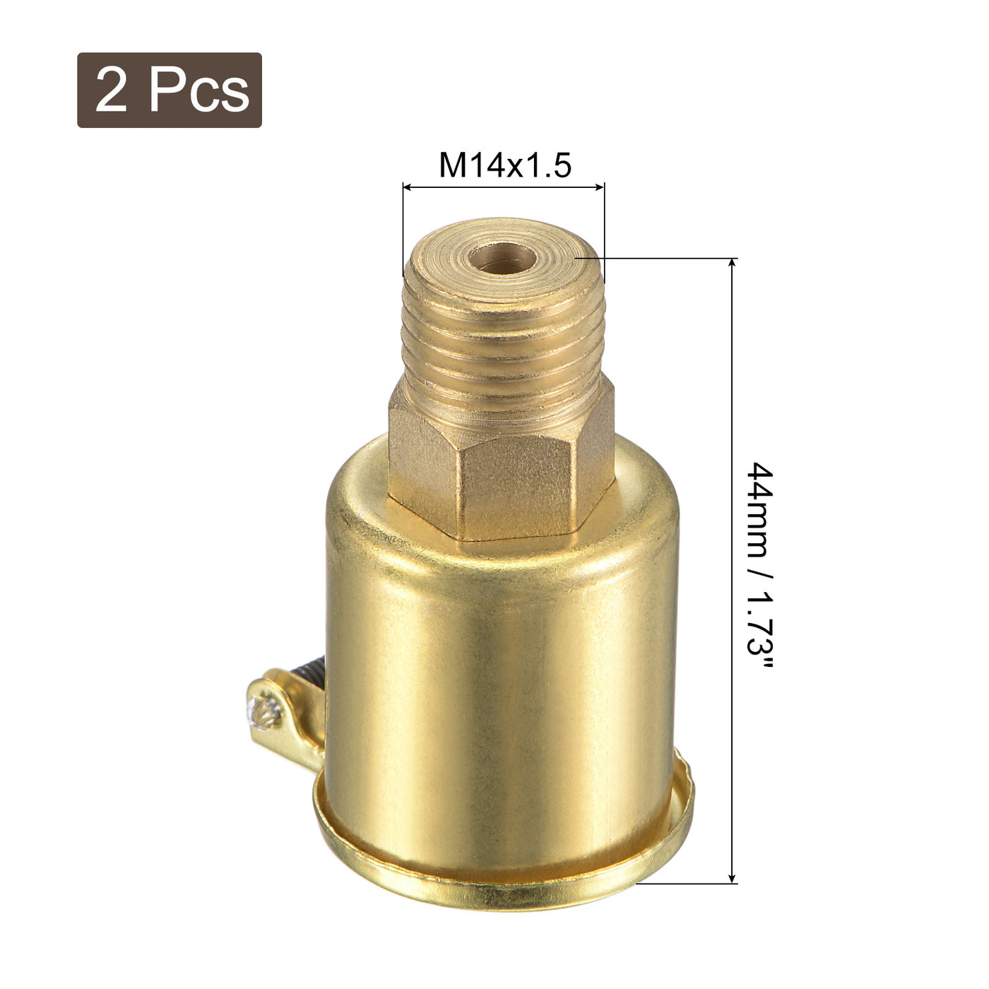 uxcell Uxcell Spring Grease Oil Cup Cap M14x1.5 Male Thread 6ml Copper Plating Machine Parts 2Pcs