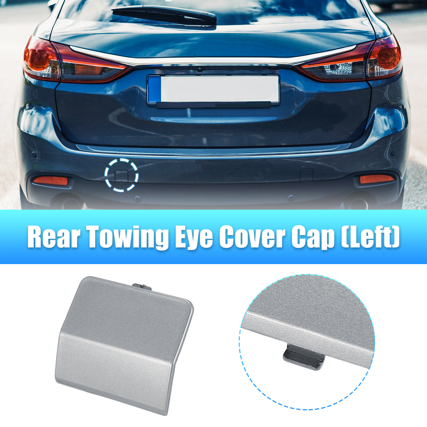 X AUTOHAUX Silver Tone Rear Bumper Tow Hook Towing Eye Cover Cap Replacement GJR950EL1 for Mazda 6 2013 2014 2015 2016 2017 2018