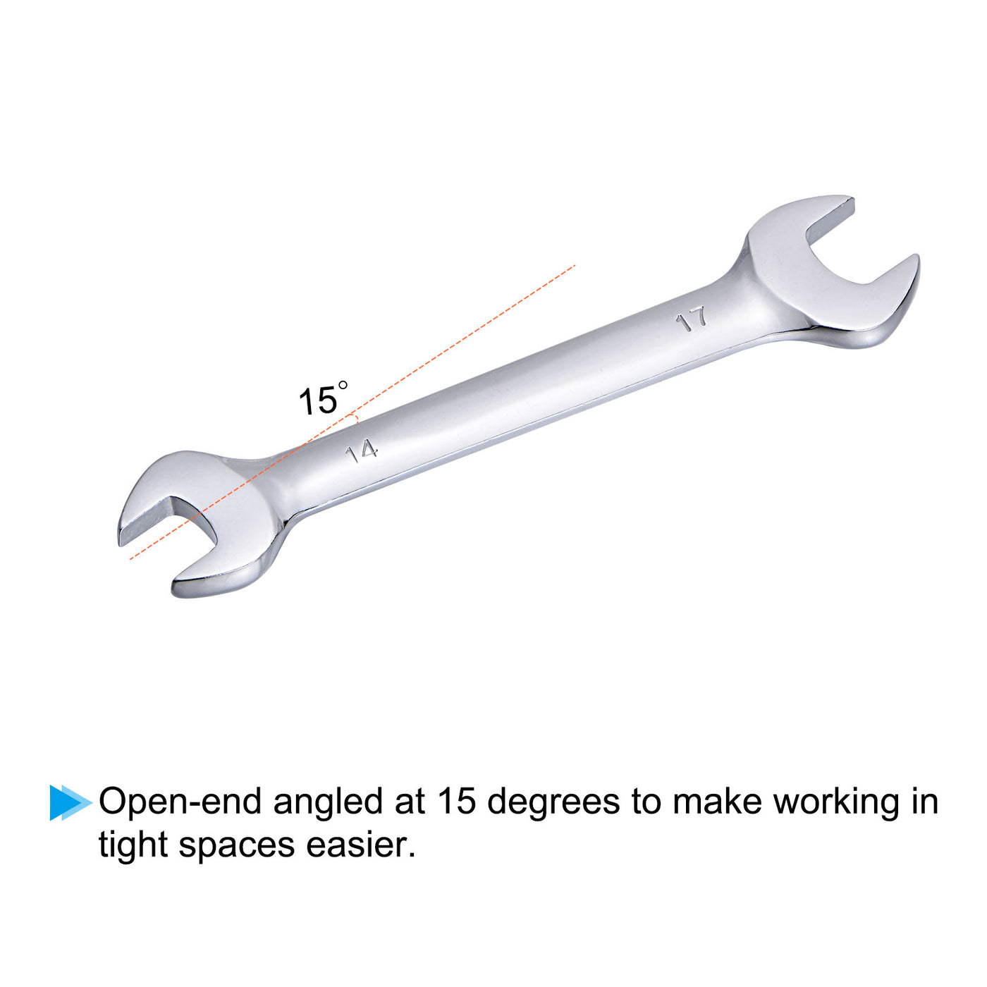 uxcell Uxcell Double Open-End Wrench Set, 8-22mm Metric CR-V with Rolling Pouch, 6-Piece