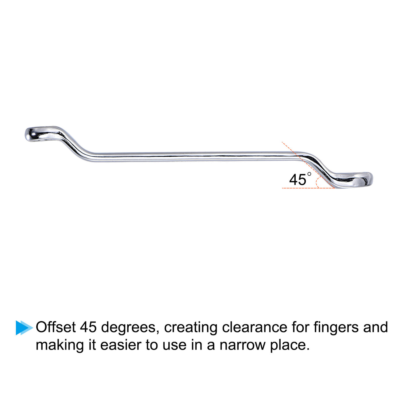 uxcell Uxcell 45-Degree Offset Box End Wrench Set, 5.5-22mm CR-V with Rolling Pouch, 4-Piece