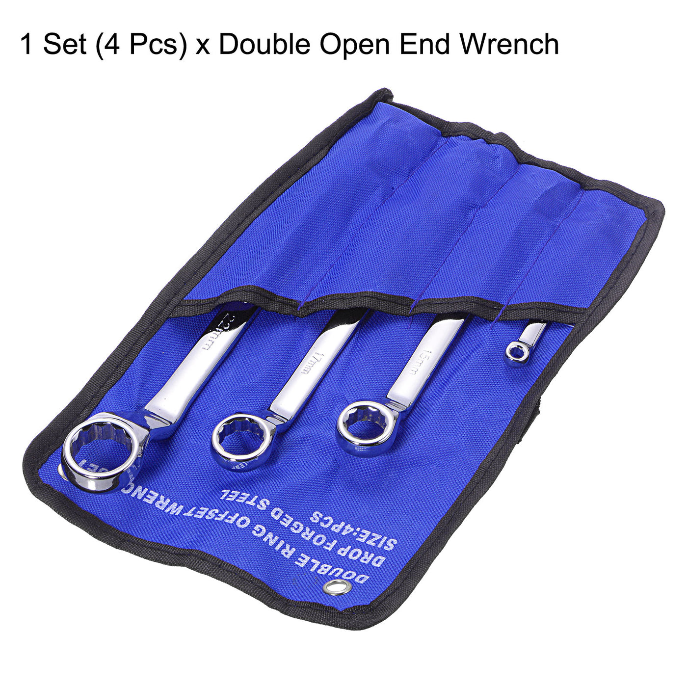 uxcell Uxcell 45-Degree Offset Box End Wrench Set, 5.5-22mm CR-V with Rolling Pouch, 4-Piece