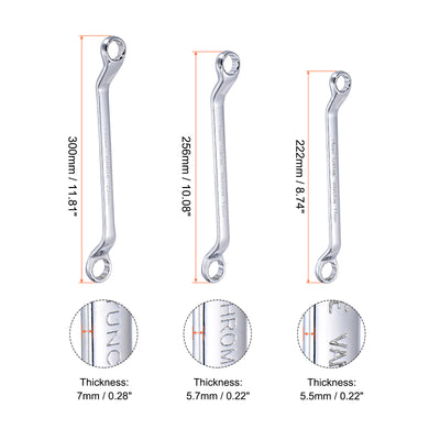 Harfington Uxcell 6Stk 45° Gekröpft Ringschlüssel Set 8-22mm Metrisch CR-V Stahl mit Rolltasche