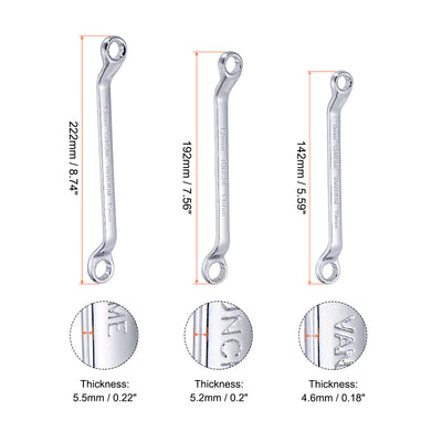 Harfington Uxcell 6Stk 45° Gekröpft Ringschlüssel Set 8-22mm Metrisch CR-V Stahl mit Rolltasche