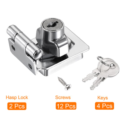 Harfington Keyed Different Hasp Lock 90 Degree Chrome Plated Twist Knob for Cabinet Door Drawer