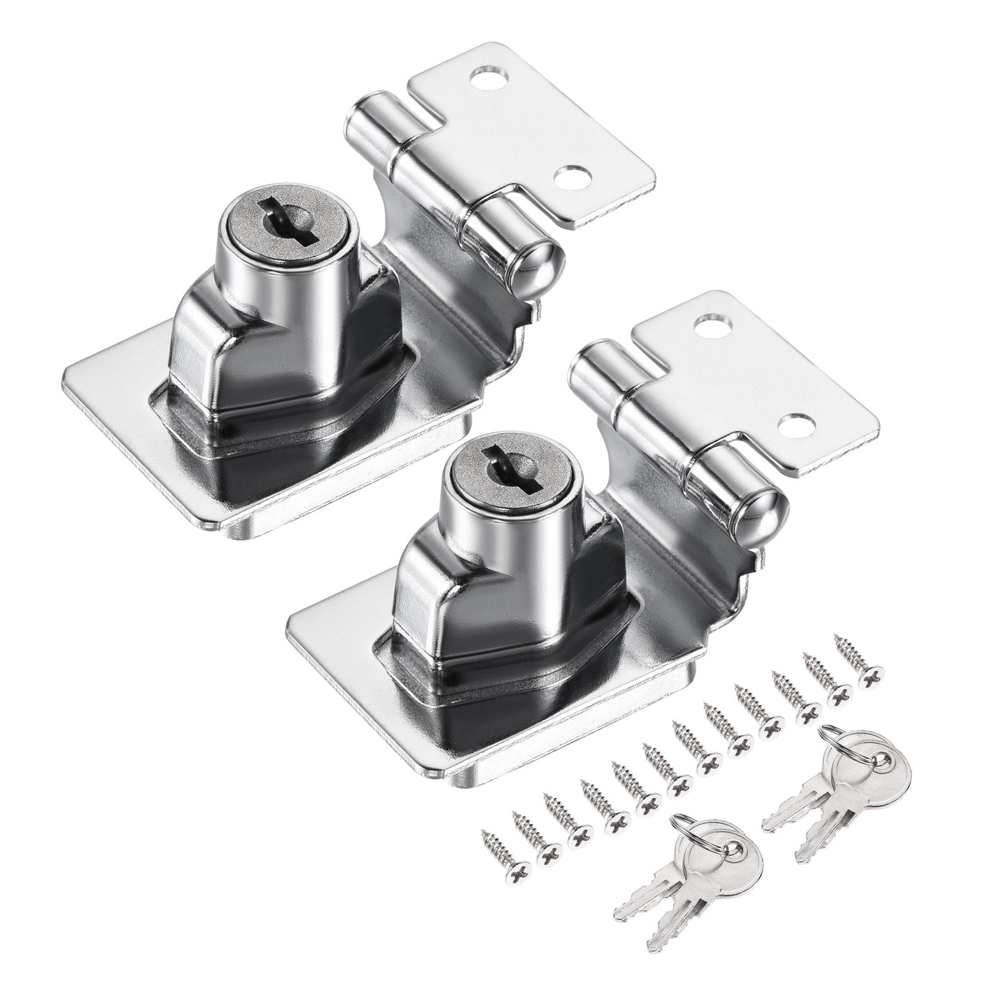 Harfington Keyed Different Hasp Lock 90 Degree Chrome Plated Twist Knob for Cabinet Door Drawer