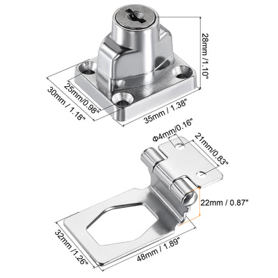 Harfington Keyed Different Hasp Lock 90 Degrees Chrome Plated Twist Knob for Cabinet Door Drawer