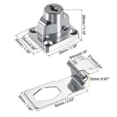 Harfington Keyed Different Hasp Lock 90 Degrees Chrome Plated Twist Knob for Cabinet Door Drawer