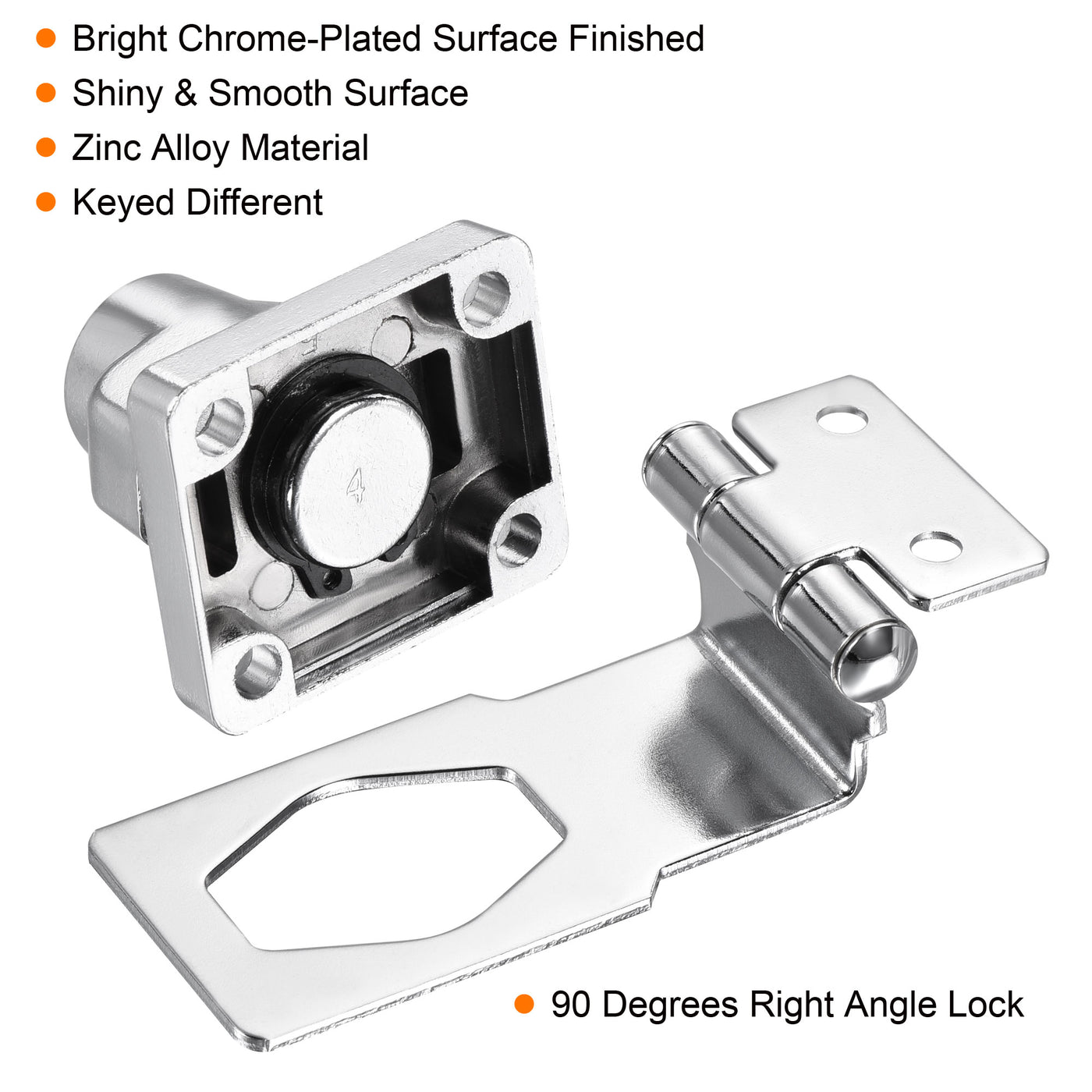 Harfington Keyed Different Hasp Lock 90 Degrees Chrome Plated Twist Knob for Cabinet Door Drawer