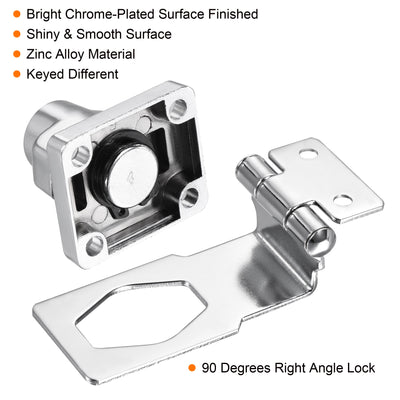 Harfington Keyed Different Hasp Lock 90 Degrees Chrome Plated Twist Knob for Cabinet Door Drawer