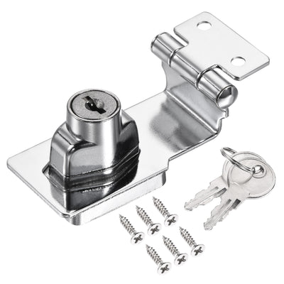 Harfington Keyed Different Hasp Lock 90 Degrees Chrome Plated Twist Knob for Cabinet Door Drawer