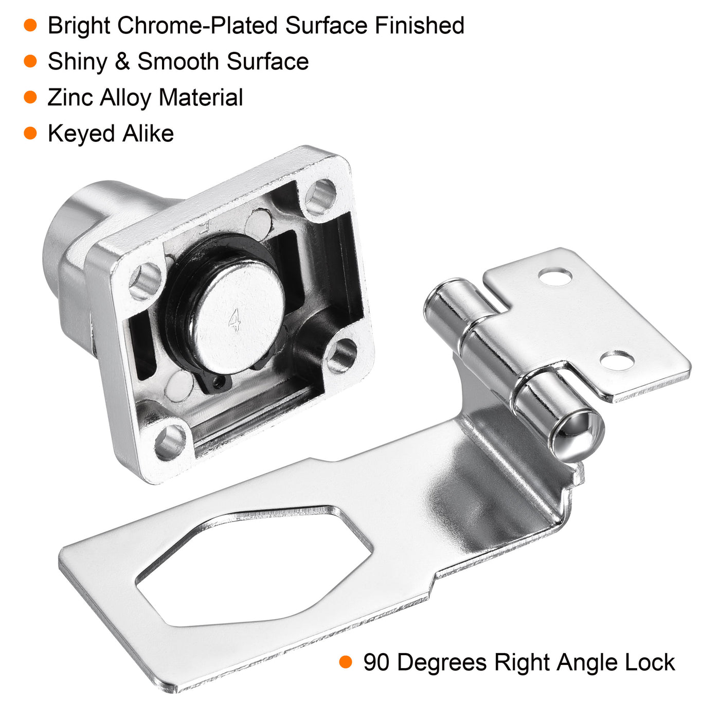 Harfington Keyed Alike Hasp Lock 90 Degree Chrome Plated Twist Knob for Cabinet Door Drawer