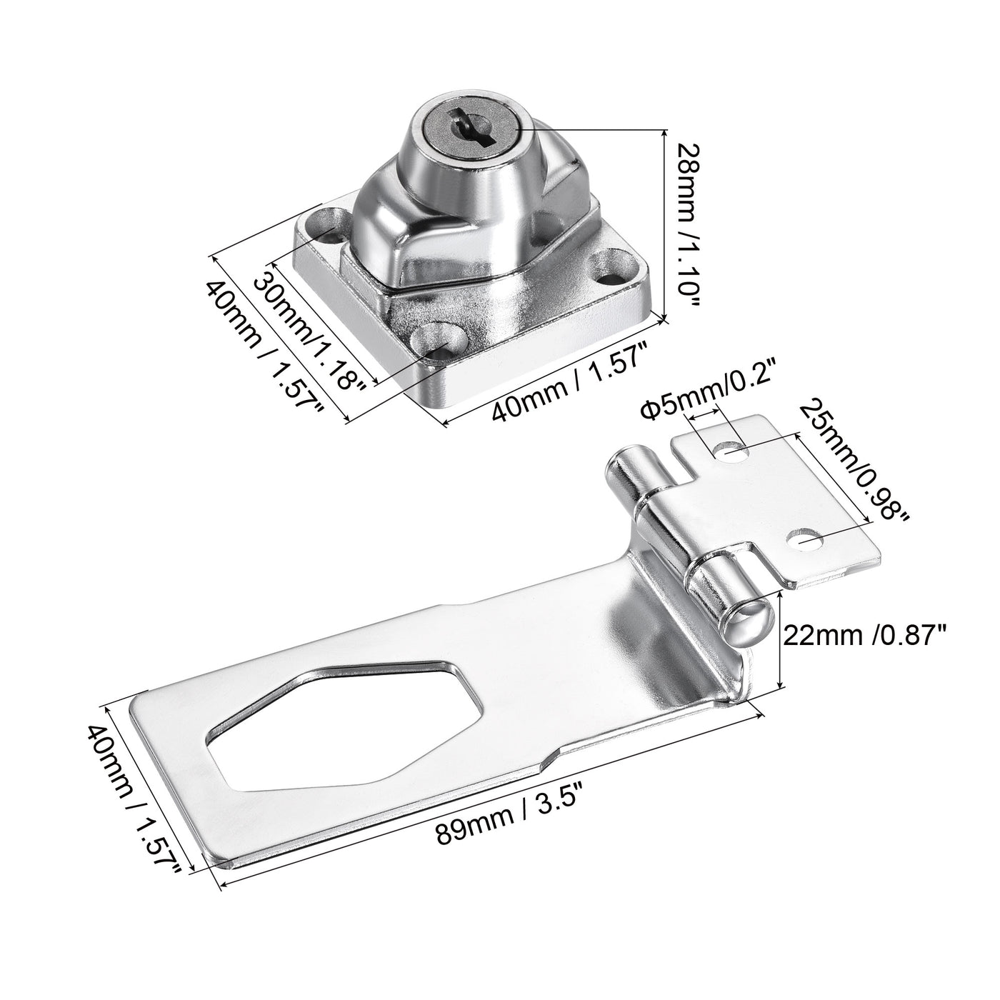 Harfington Keyed Different Hasp Lock 90 Degrees Chrome Plated Twist Knob for Cabinet Door Drawer