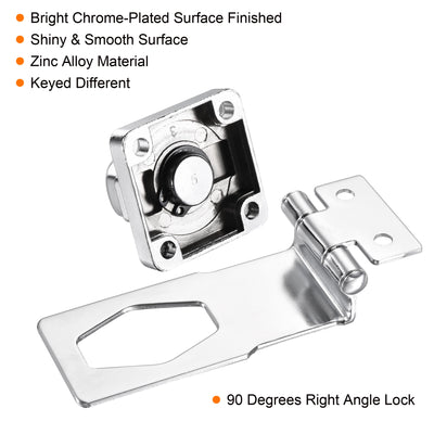 Harfington Keyed Different Hasp Lock 90 Degrees Chrome Plated Twist Knob for Cabinet Door Drawer