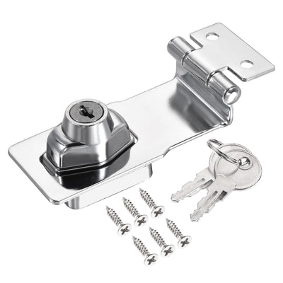 Harfington Keyed Different Hasp Lock 90 Degrees Chrome Plated Twist Knob for Cabinet Door Drawer