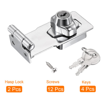 Harfington Keyed Different Hasp Lock 90 Degree Chrome Plated Twist Knob for Cabinet Door Drawer