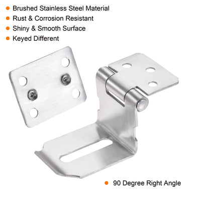 Harfington 3 Inch Stainless Steel 90 Degree Door Hasp Lock Keyed Different Clasp with Padlock and Screws for Cabinet Closet Gate, Silver