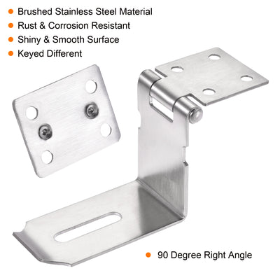 Harfington 4" Keyed Different Door Latch Hasp Lock 90 Degree with Padlock Screws, Silver