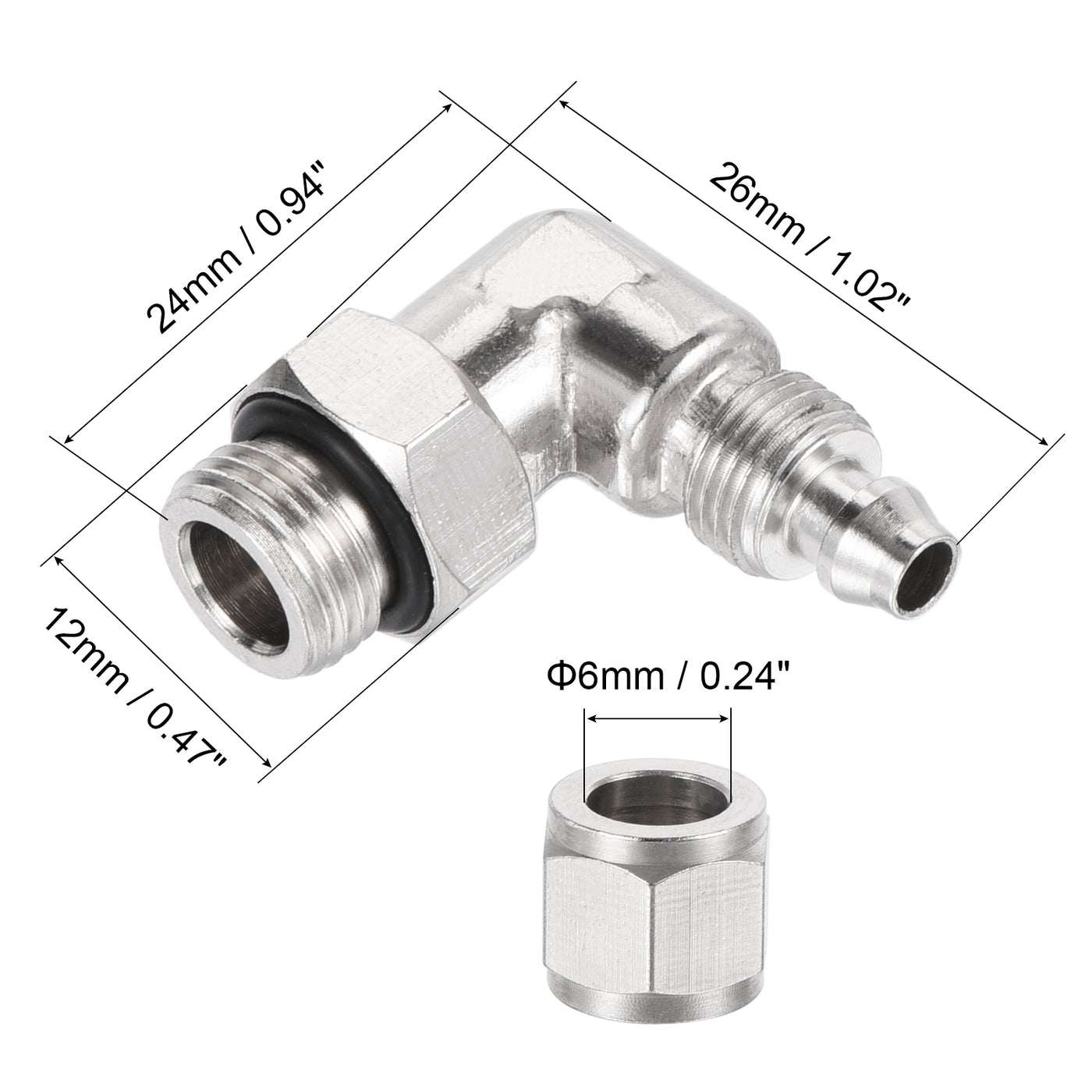 Harfington Elbow Tube Fitting Fit for Tube OD Nickel-plated Copper Adapter Fitting